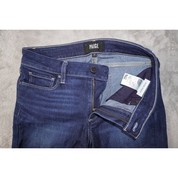 Paige Denim Skyline Straight Distressed Dark Wash Designer Jeans Women’s Size 27 - Picture 10 of 15